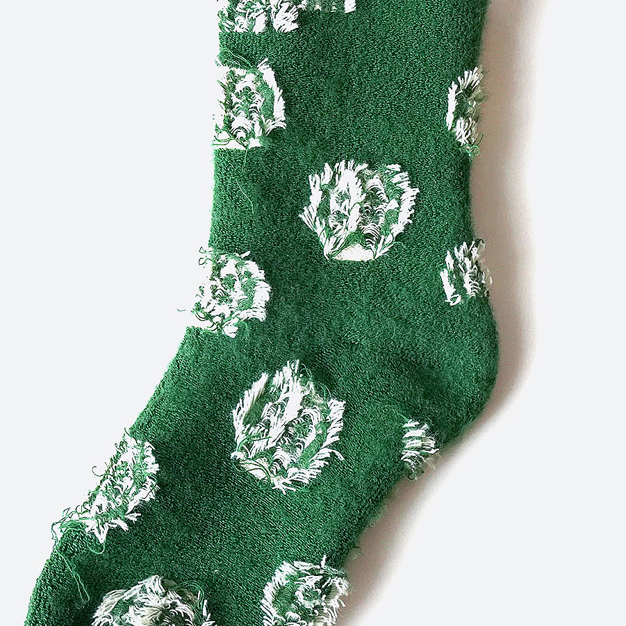 fluffy socks CLOVER（green）FEEL MY FOOT STEPS