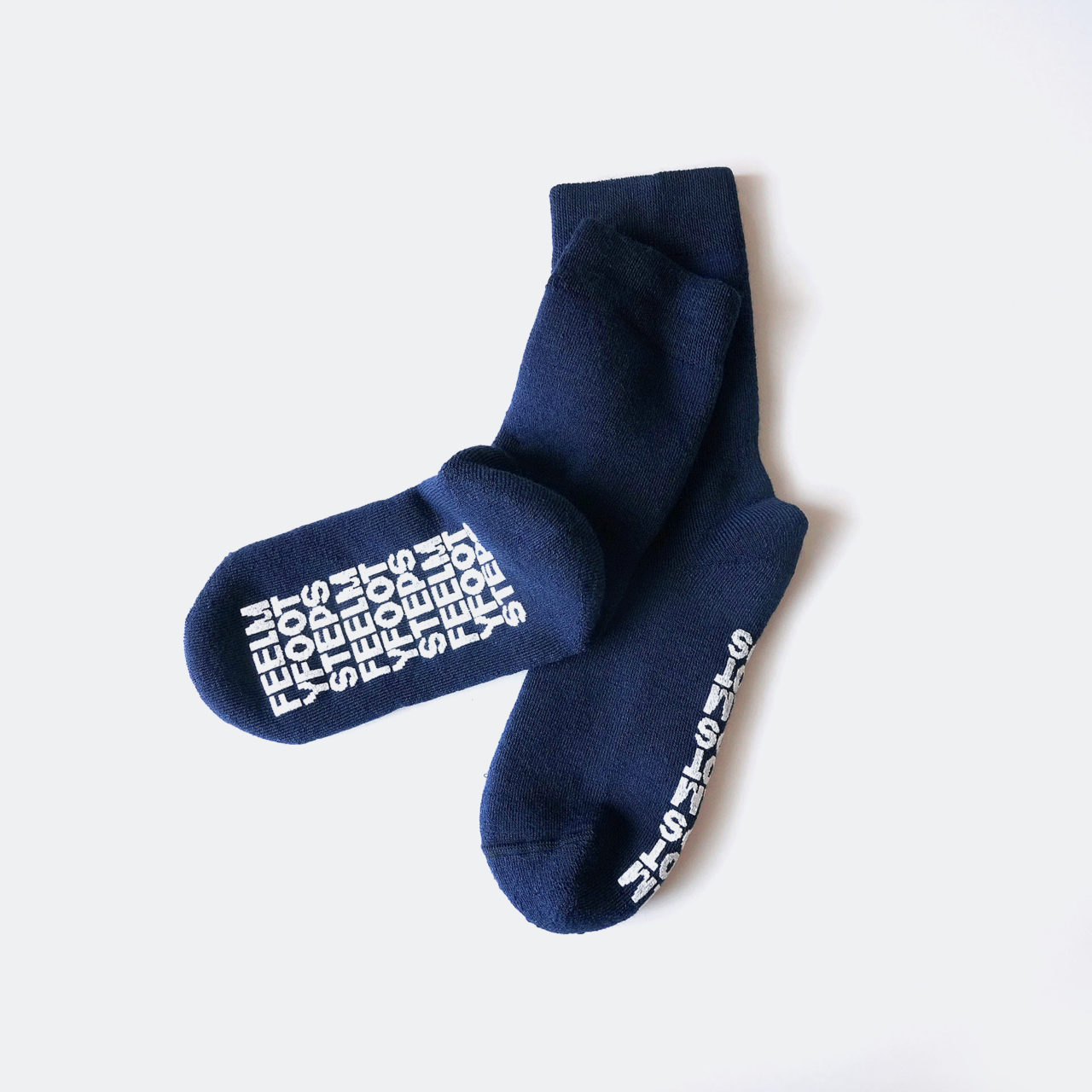 all terry socks SOLID（navy） FEEL MY FOOT STEPS