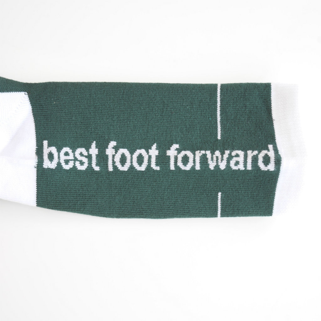 cotton crew socks DRaAW A LINE（green）FEEL MY FOOT STEPS