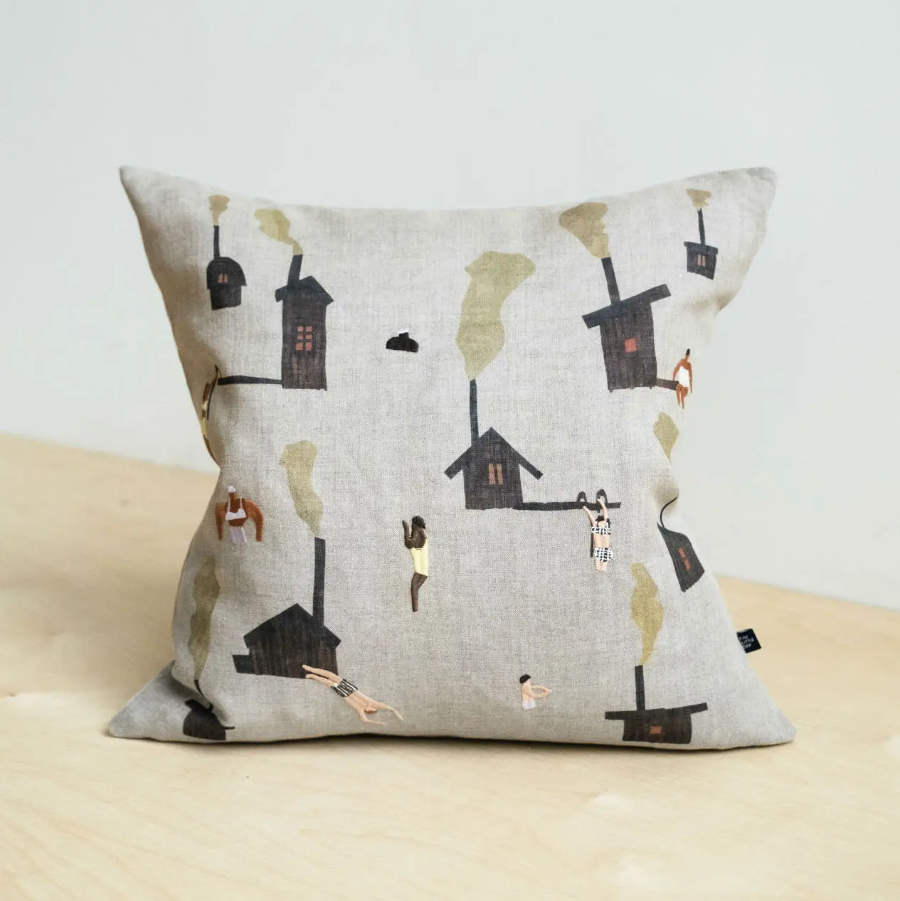 Fine Little Day クッションカバー SAUNA 刺繍&プリント 45 × 45cm