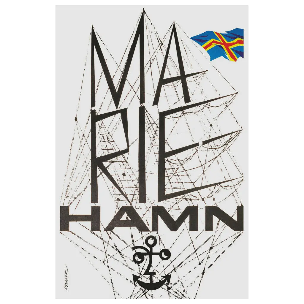 北欧ポスター カムトゥフィンランド マリエハムン（Erik Bruun エリック ブルーン）