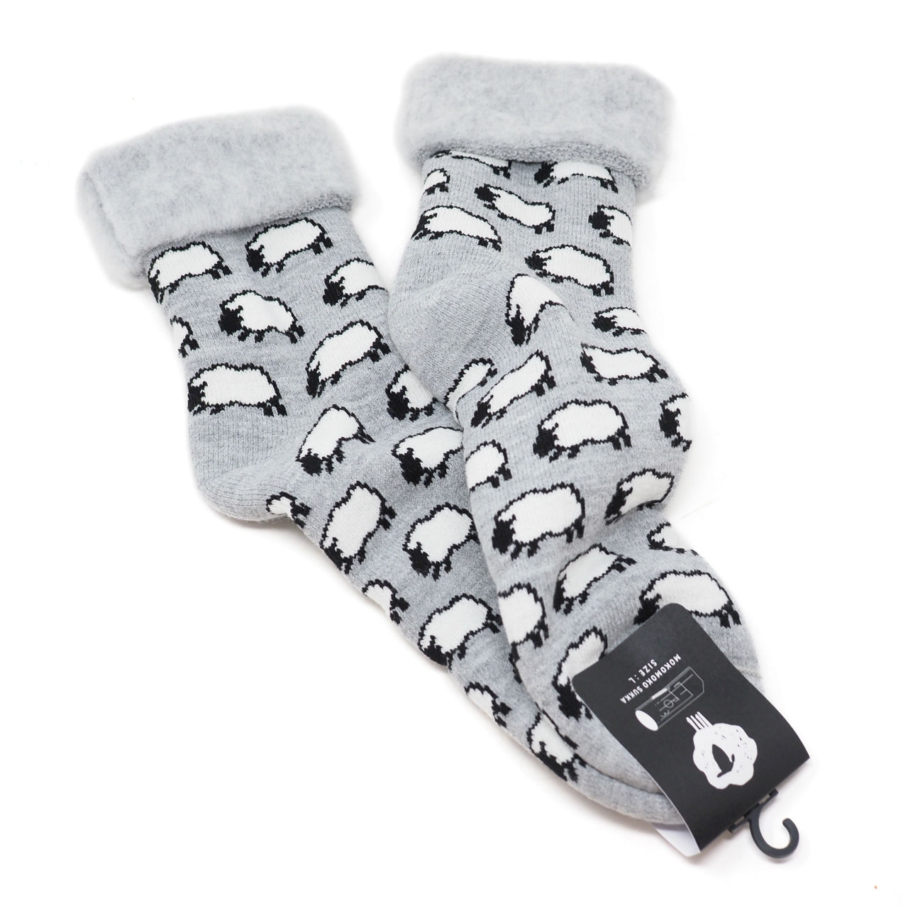 Lサイズ FROM F フィンランド製もこもこソックス lammas ひつじ light mel.grey