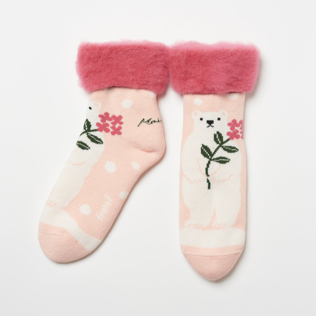 FROM F（フィンランド製もこもこソックス）jaakarhu / しろくま salmon pink