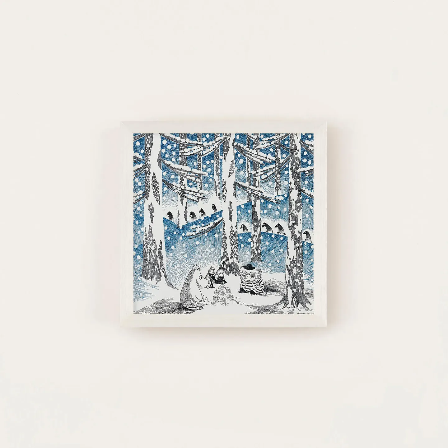 MOOMIN TRIBUTE WORKS アートポスターセット ゆきだまの灯 アイボリーフレーム a good view