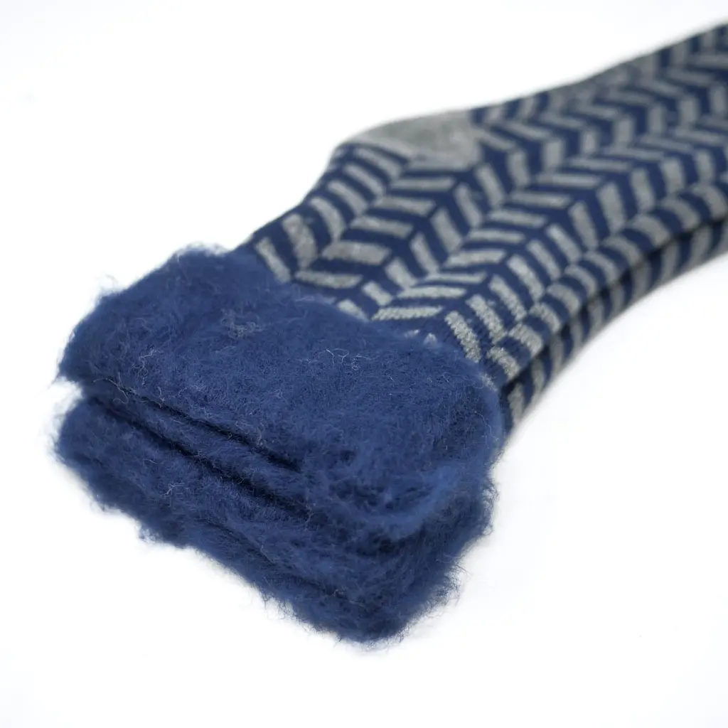 Lサイズ FROM F（フィンランド製モコモコソックス）herringbone ヘリンボーン ネイビー