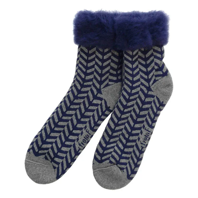 Lサイズ FROM F（フィンランド製モコモコソックス）herringbone ヘリンボーン ネイビー