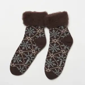 FROM F（フィンランド製モコモコソックス）lumi kukka / 雪の結晶 ブラウン