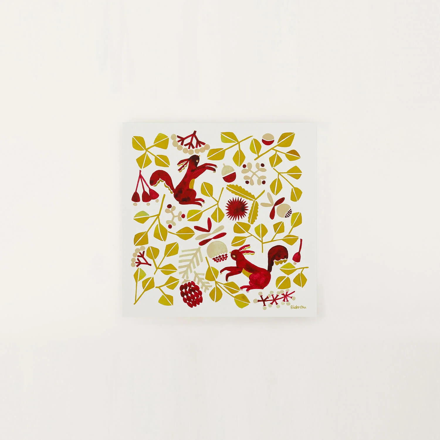 アートポスター 200×200mm The Forest of Squirrels（リスノモリ ）a good view