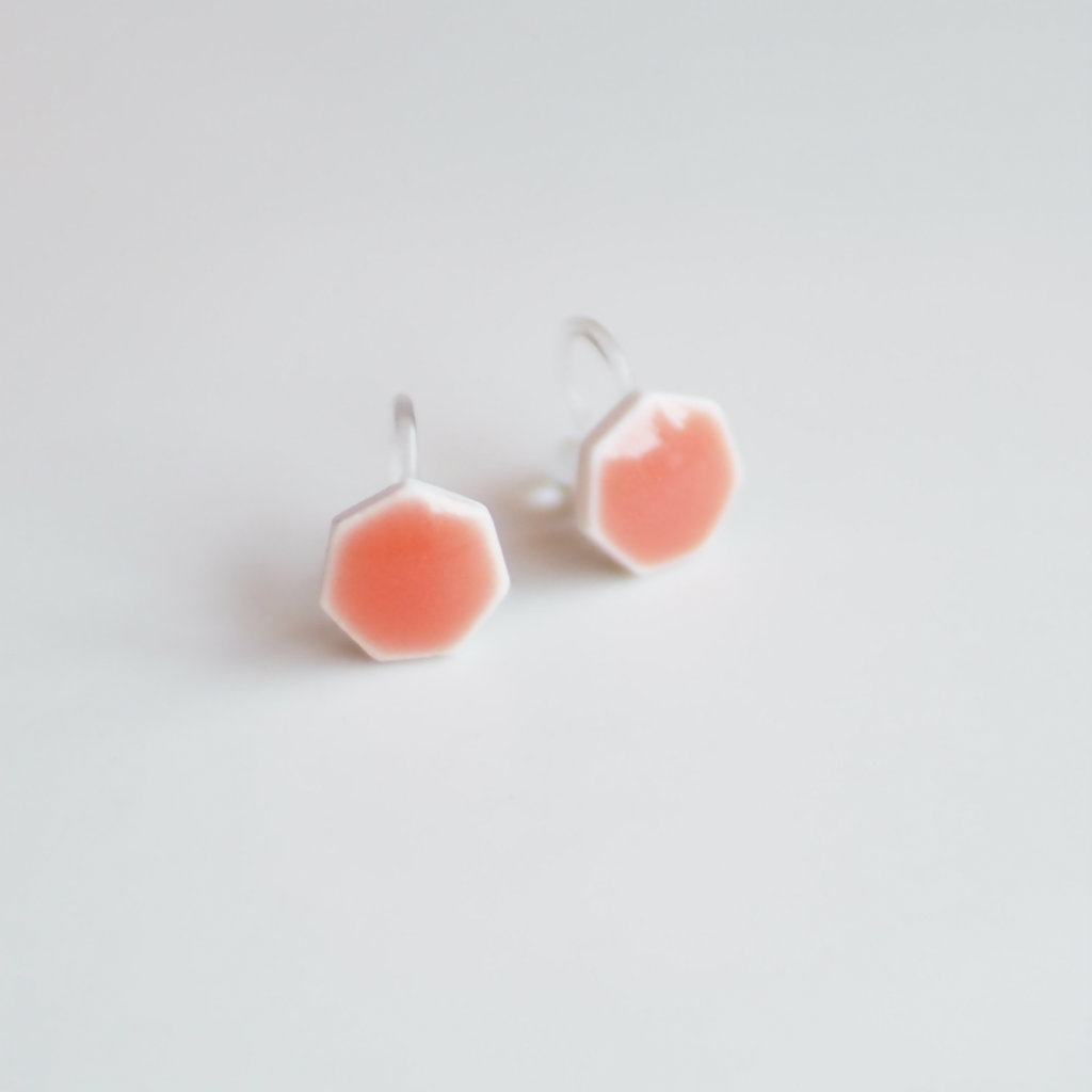 七窯社 美濃焼 アクセサリー イロとカタチの選べる 透色 イヤリング/ ピアス 7角 蜜柑